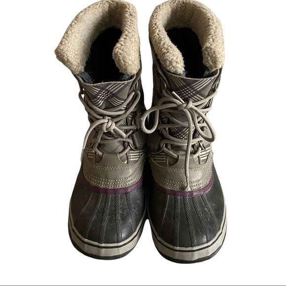 SOREL Women’s 1964 PAC Winter Waterproof Snow Boots Grey Purple Plaid  7 - Picture 9 of 15